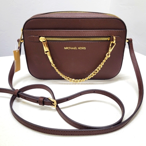 Michael Kors Handbags - New Jet Set Large Saffiano Leather Crossbody Bag mocha color chain small purse